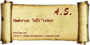Ambrus Sándor névjegykártya