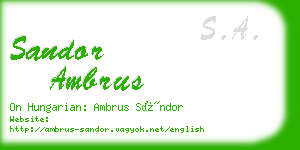 sandor ambrus business card